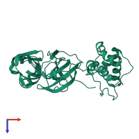 PDB entry 2bx4 coloured by chain, top view.