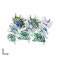 PDB entry 2bx5 coloured by chain, front view.