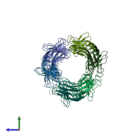 PDB entry 2bx5 coloured by chain, side view.