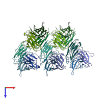 PDB entry 2bx5 coloured by chain, top view.