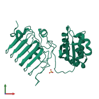 PDB entry 2bx6 coloured by chain, front view.