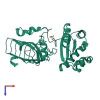 PDB entry 2bx6 coloured by chain, top view.