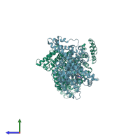 PDB entry 2bx8 coloured by chain, side view.