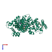 PDB entry 2bxq coloured by chain, top view.
