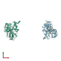 PDB entry 2bxs coloured by chain, front view.