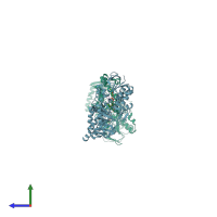 PDB entry 2bxs coloured by chain, side view.