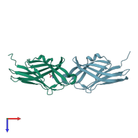 PDB entry 2bxw coloured by chain, top view.