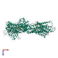 PDB entry 2by4 coloured by chain, top view.