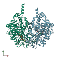 PDB entry 2byb coloured by chain, front view.