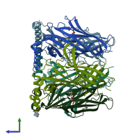 PDB entry 2byn coloured by chain, side view.