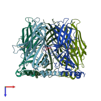 PDB entry 2byn coloured by chain, top view.