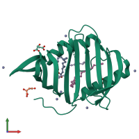 PDB entry 2byo coloured by chain, front view.