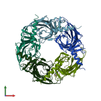 PDB entry 2byq coloured by chain, front view.