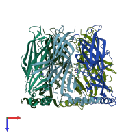 PDB entry 2byq coloured by chain, top view.