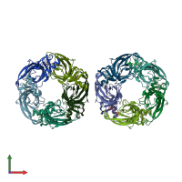 PDB 2bys coloured by chain and viewed from the front.