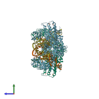 PDB entry 2byt coloured by chain, side view.
