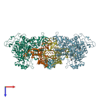PDB entry 2byt coloured by chain, top view.