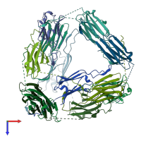 PDB entry 2byu coloured by chain, top view.