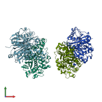 PDB entry 2byw coloured by chain, front view.
