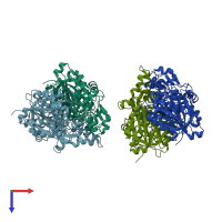 PDB entry 2byw coloured by chain, top view.