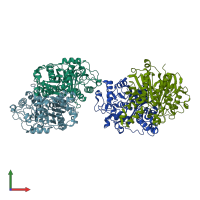 PDB entry 2byy coloured by chain, front view.