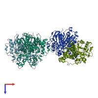 PDB entry 2byy coloured by chain, top view.
