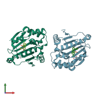 PDB entry 2bz5 coloured by chain, front view.