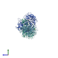 PDB entry 2bzd coloured by chain, side view.