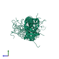 PDB entry 2bze coloured by chain, ensemble of 25 models, side view.