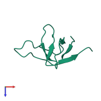 PDB entry 2bzx coloured by chain, top view.