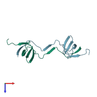 PDB entry 2bzy coloured by chain, top view.