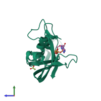 PDB entry 2c05 coloured by chain, side view.