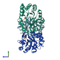 PDB entry 2c0a coloured by chain, side view.