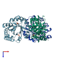PDB entry 2c0a coloured by chain, top view.