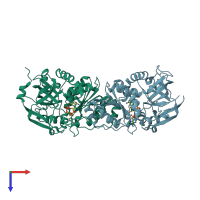 PDB entry 2c0c coloured by chain, top view.