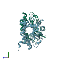 PDB entry 2c0d coloured by chain, side view.
