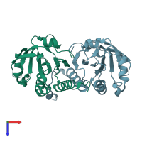 PDB entry 2c0d coloured by chain, top view.