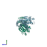 PDB entry 2c0e coloured by chain, side view.