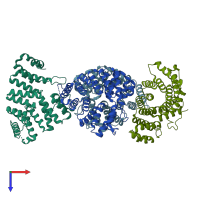 PDB entry 2c0m coloured by chain, top view.