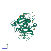 PDB entry 2c0n coloured by chain, side view.