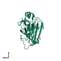 PDB entry 2c0z coloured by chain, side view.