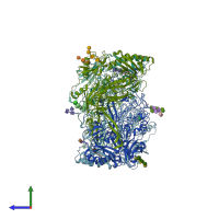 PDB entry 2c10 coloured by chain, side view.