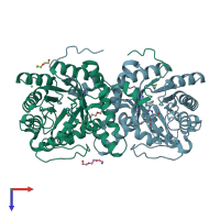 PDB entry 2c13 coloured by chain, top view.