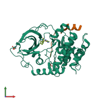 PDB entry 2c1a coloured by chain, front view.