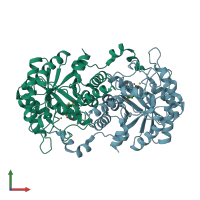 PDB entry 2c1h coloured by chain, front view.