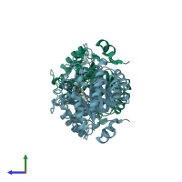 PDB entry 2c1h coloured by chain, side view.