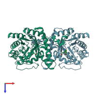 PDB entry 2c1h coloured by chain, top view.