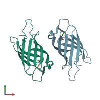 PDB entry 2c1s coloured by chain, front view.