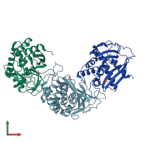 PDB entry 2c1w coloured by chain, front view.