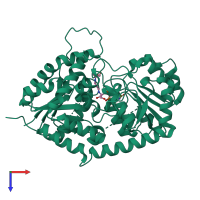 PDB entry 2c1x coloured by chain, top view.
